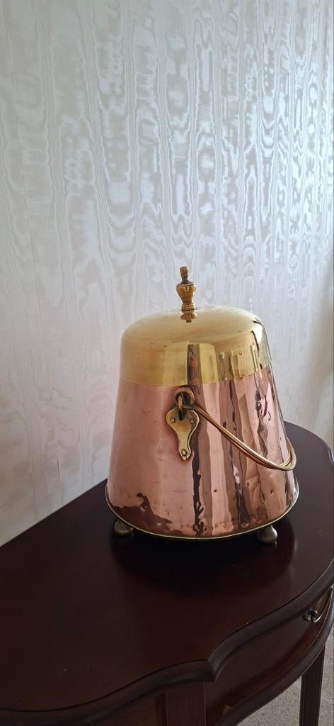 Antieke koperen doofpot met geelkoperen deksel, Antiek en Kunst, Antiek | Koper en Brons, Ophalen