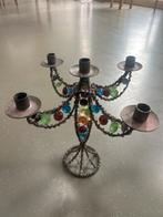 Kandelaar met kralen, voor 5 kaarsen, Ophalen of Verzenden, Overige materialen