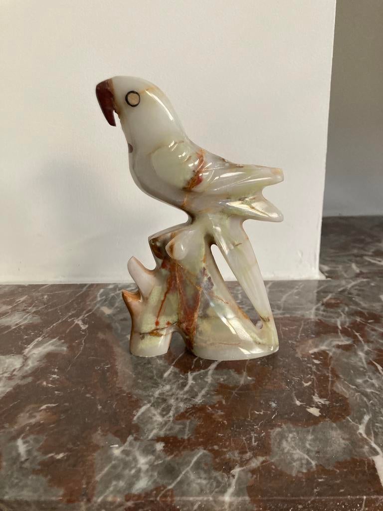 Onyx agaat marmer vogel beeld papegaai papagaai, Ophalen of Verzenden, Zo goed als nieuw, Dier