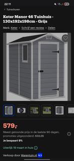 Keter Manor 46 Tuinhuis - 130x192x198cm - Grijs, Tuin en Terras, Tuinhuizen, Kunststof, Tuinhuis, 250 tot 500 cm, Nieuw