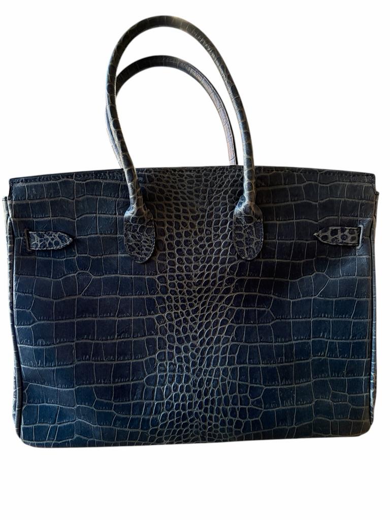 Sogno Birkin 35 stijl leren tas met crocoprint, Sieraden, Tassen en Uiterlijk, Tassen | Damestassen, Ophalen of Verzenden, Gebruikt