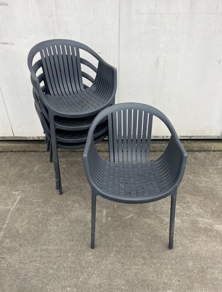 4 stuks horeca terrasstoelen tatami 306 pedrali antraciet, Ophalen, Kunststof, Zo goed als nieuw, Grijs