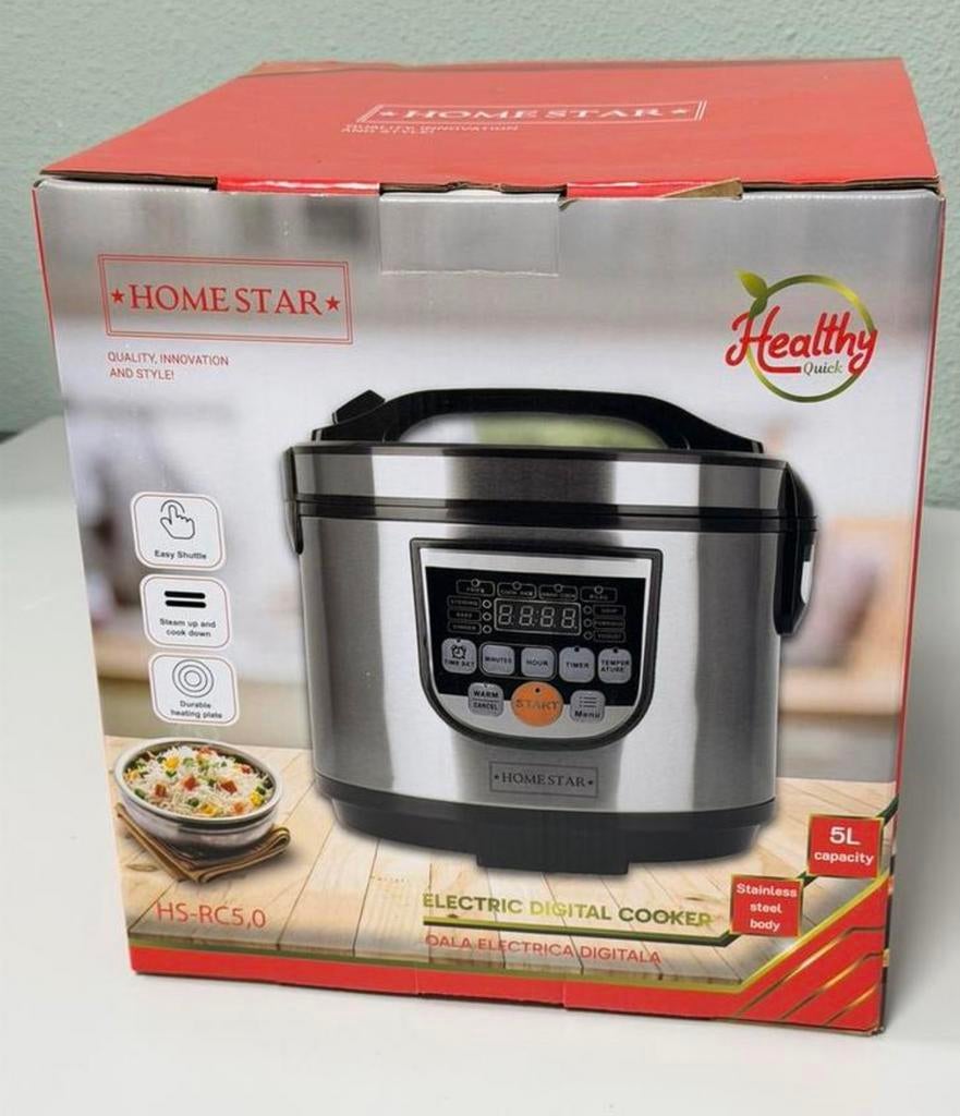 Homestar HS-RC5.0 Digitale Multicooker – 5L – RVS – Nieuw, Timer, Nieuw, Ophalen of Verzenden, H