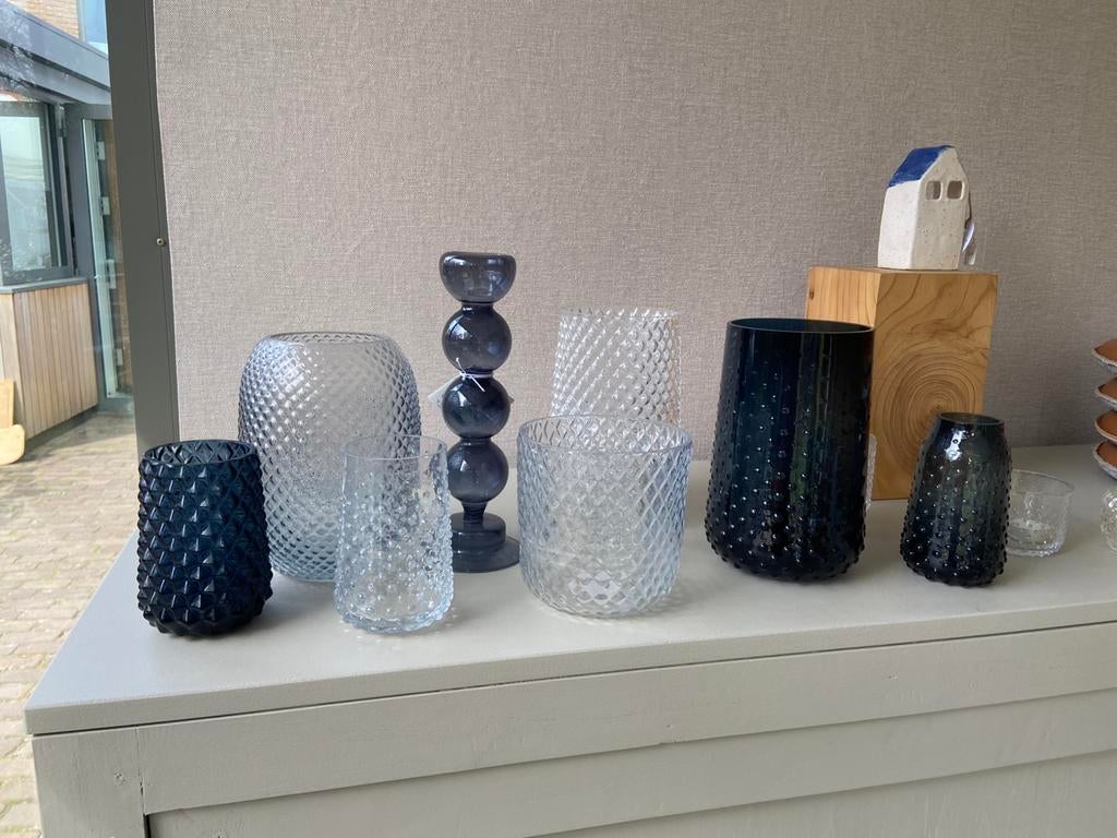Verschillende mooie vazen van glas transparant en blauw, Huis en Inrichting, Woonaccessoires | Vazen, Ophalen, Blauw, Minder dan 50 cm