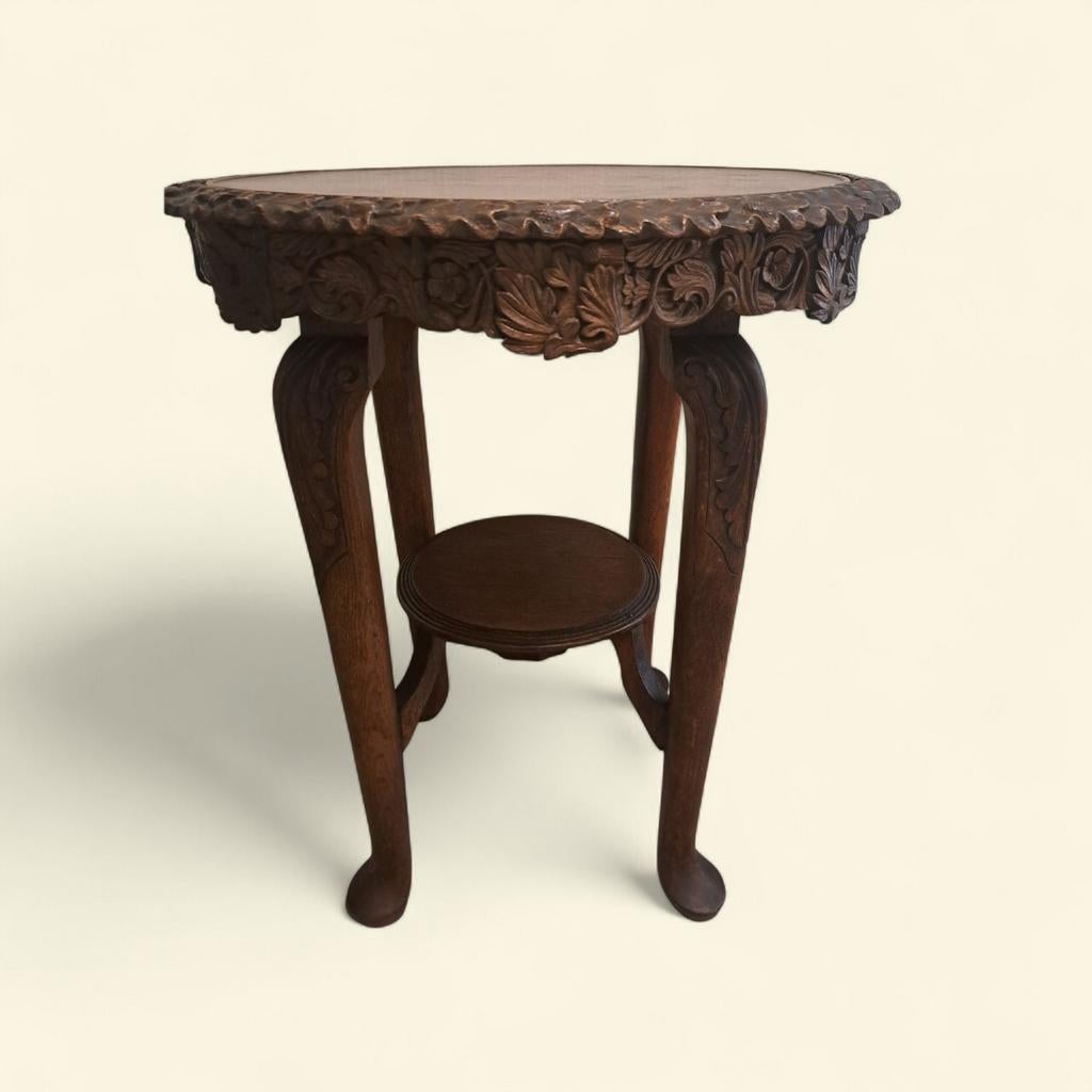 Antieke  Chippendale Bijzettafel met Prachtig Snijwerk, Ophalen of Verzenden