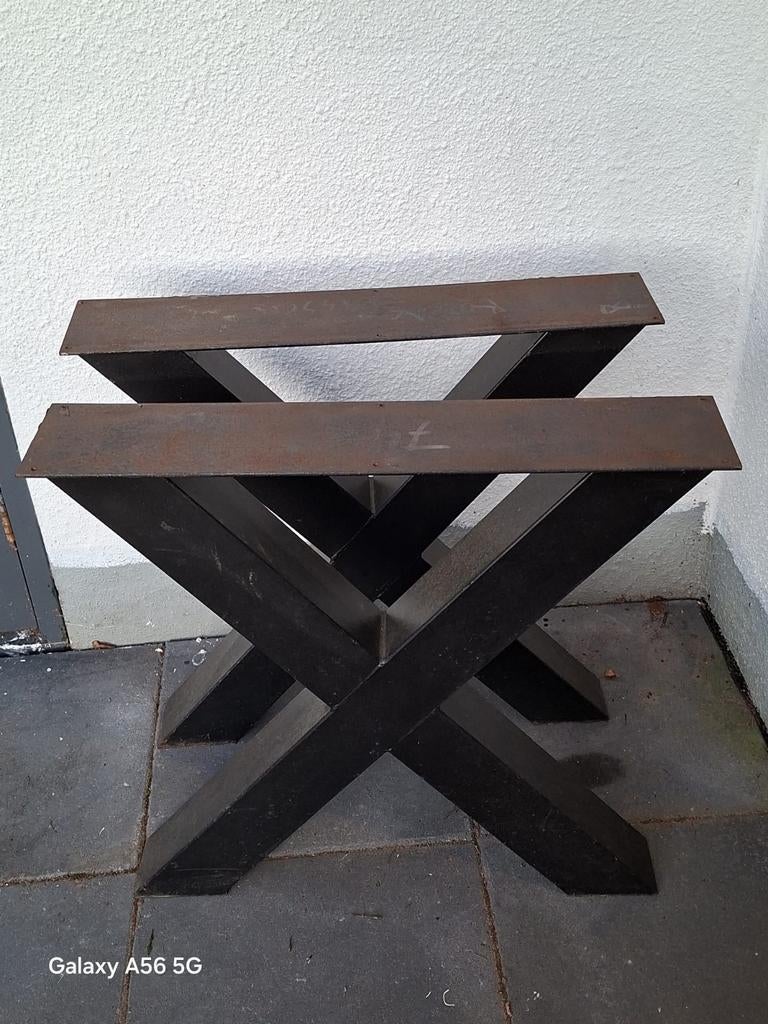 Stalen   eettafel poten, Huis en Inrichting, Tafelonderdelen, Ophalen, Rechthoekig, 50 tot 100 cm