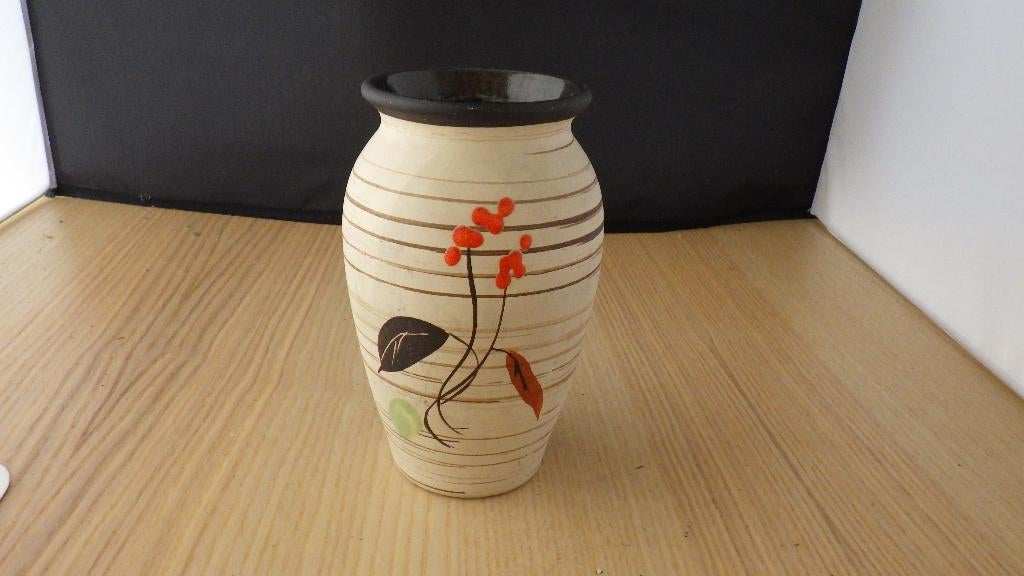 mooie vaas met bloemen, Gebruikt, Overige kleuren, Aardewerk of Porselein, Ophalen of Verzenden