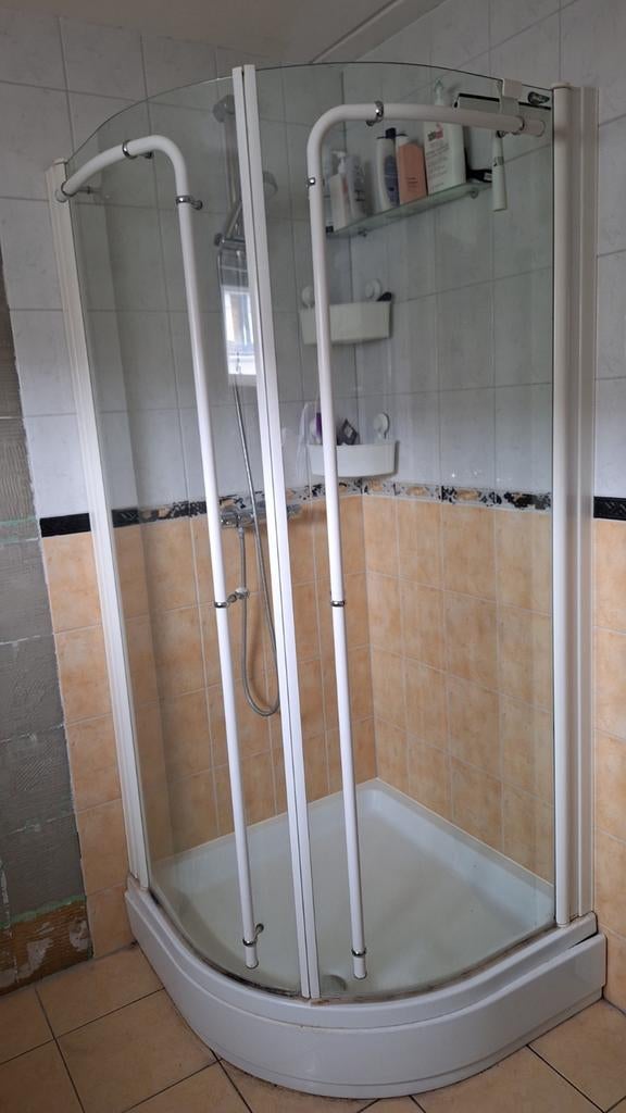 Gratis douchecabine met douche, mengkraan en douchebak, Doe-het-zelf en Verbouw, Sanitair, Gebruikt, Douche, Glas, Ophalen