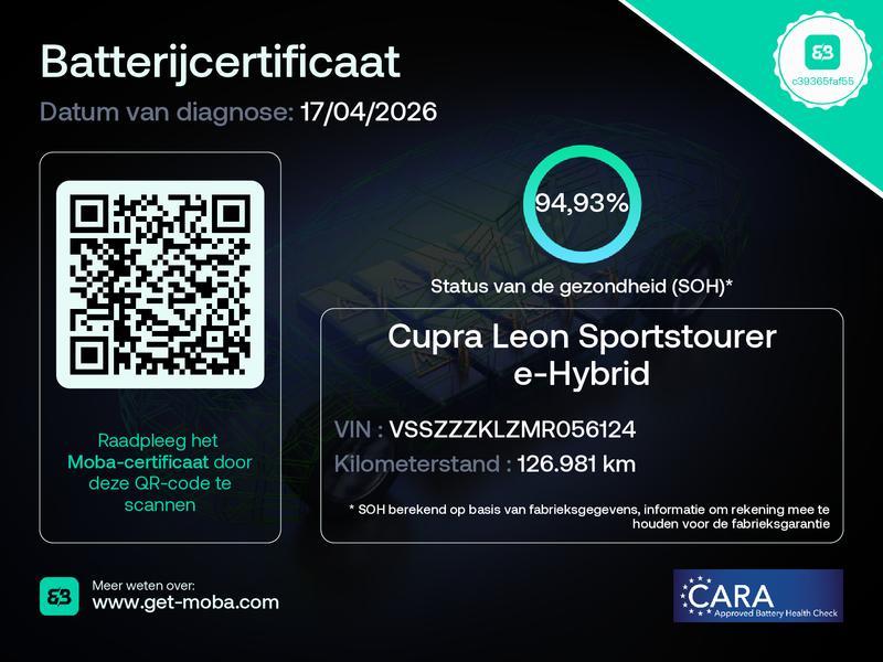 CUPRA Leon Sportstourer 1.4 e-Hybrid VZ Business SOH 95% / S, Stof, Gebruikt, Euro 6, 4 cilinders