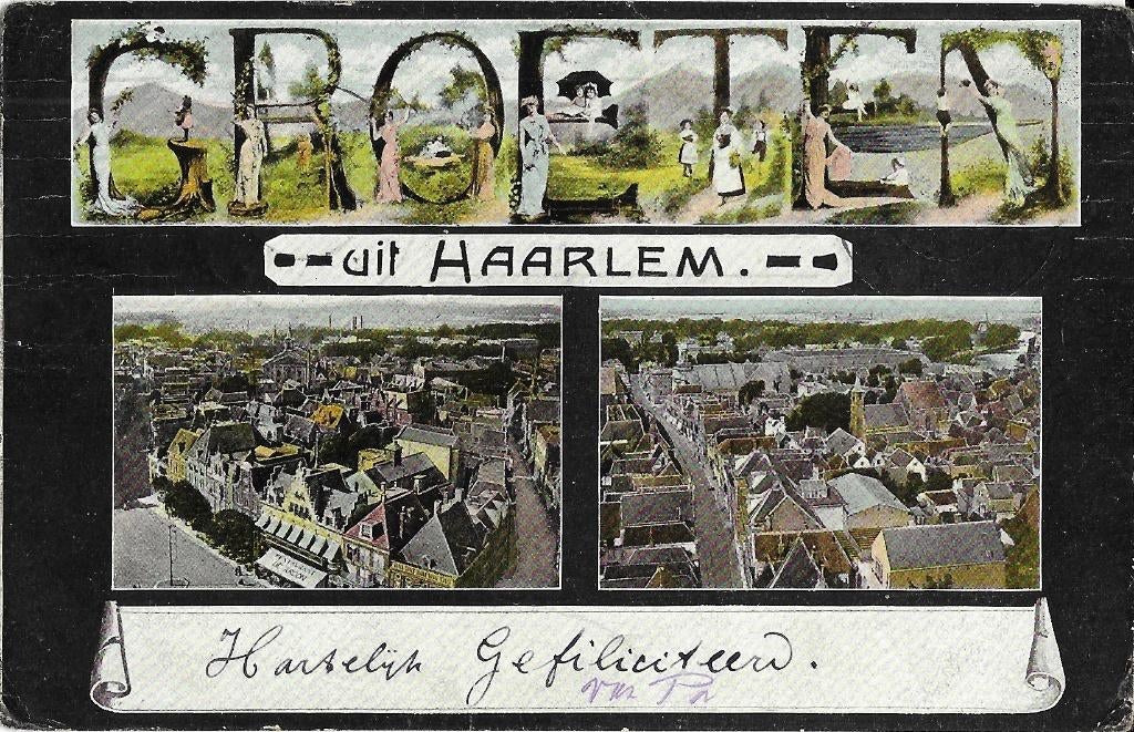 Haarlem, Restaurant De Kroon, luchtfoto, vrouwen, meisjes, Verzenden, Voor 1920, Gelopen, Noord-Holland