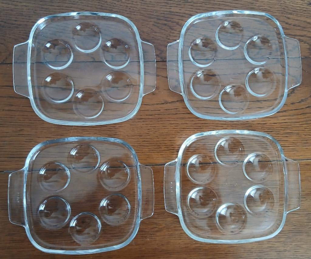 Set van 4 vintage Pyrex slakkenschaaltjes voor 6 stuks, Ophalen of Verzenden, Zo goed als nieuw, Overige merken, Glas