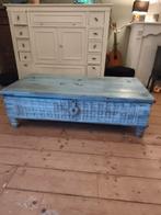 Orginele Indiase Teak houten salontafel / opbergkist, Ophalen, 50 tot 100 cm, 150 tot 200 cm, Teakhout