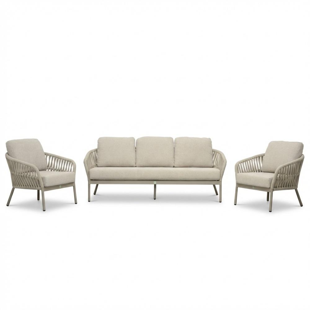 Mykonos stoel-bank loungeset beige | aluminium + rope, Ophalen, 5 zitplaatsen, Aluminium, Zo goed als nieuw