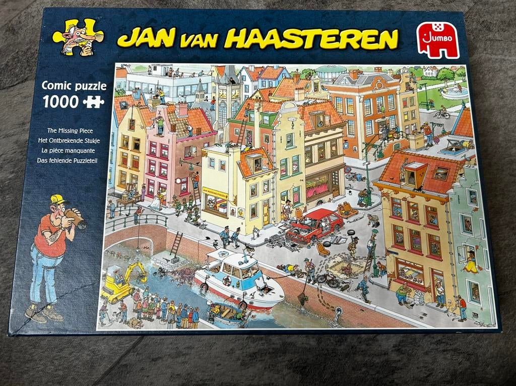 Het ontbrekende stukje, jan van haasteren 1000 stukjes, Ophalen, 500 t/m 1500 stukjes, Zo goed als nieuw