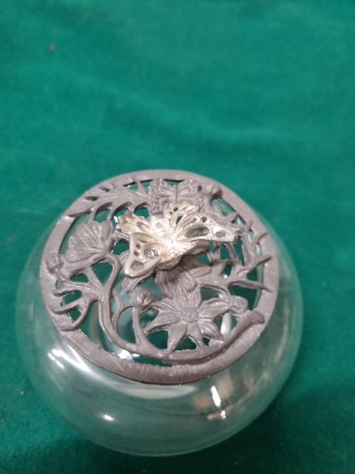 Potpourri vintage glas potje met vlinder, Ophalen of Verzenden, 'T Olde Gre-j, Info@toldegrej.nl, Endepoelstraat 20f Didam