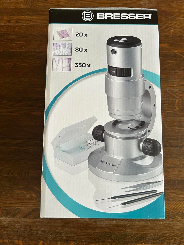 Bresser USB-Microscoop 20x-350x met software en accessoires, Ophalen of Verzenden, Nieuw, Minder dan 400x, Biologische microscoop