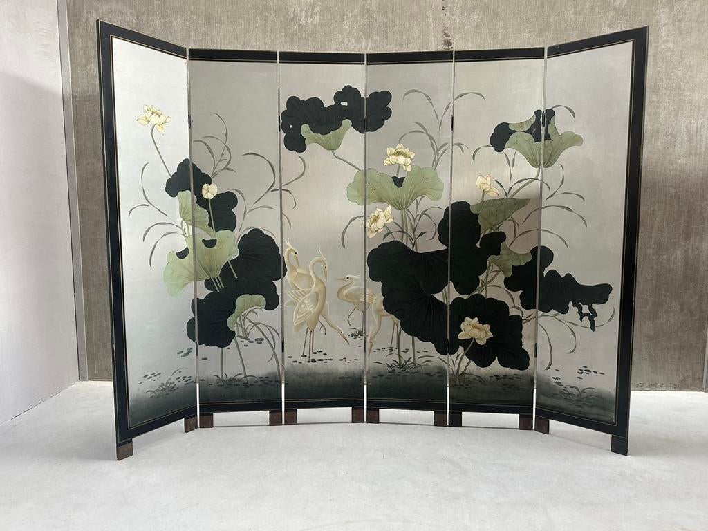 Vintage Japans handbeschilderd kamerscherm / roomdivider, Ophalen, Gebruikt, X, X