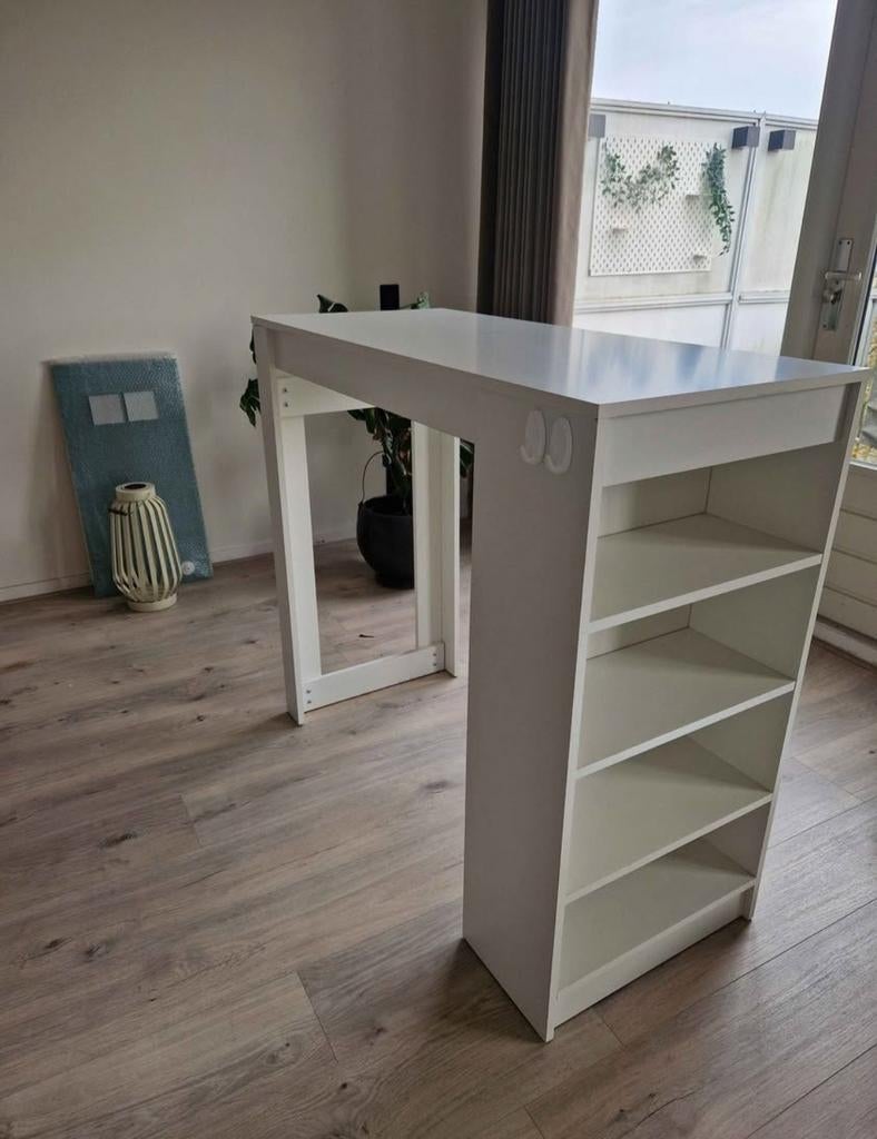 Witte bartafel met opbergvakken, Ophalen, Gebruikt