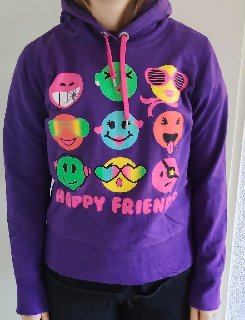 Trui April Evil met emoticons, maat L, Kleding | Dames, Paars, Maat 42/44 (L), Ophalen of Verzenden, Gedragen