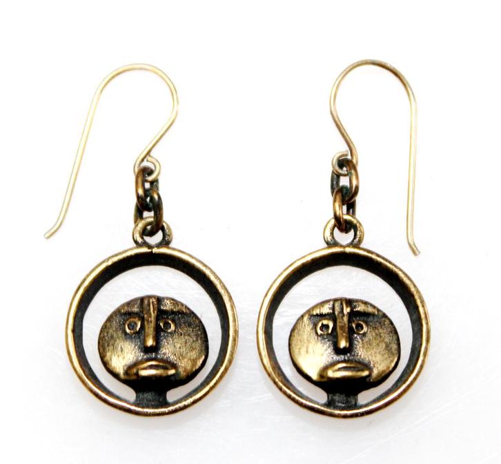 Schitterende Jorma Laine GROUCH Oorbellen Brons Finland, Sieraden, Tassen en Uiterlijk, Antieke sieraden, Oorbellen, Brons, Ophalen of Verzenden