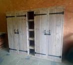 Kledingkast deuren legplanken hang open vakken Echt Hout, Ophalen, Met deur(en), 200 cm of meer, Nieuw