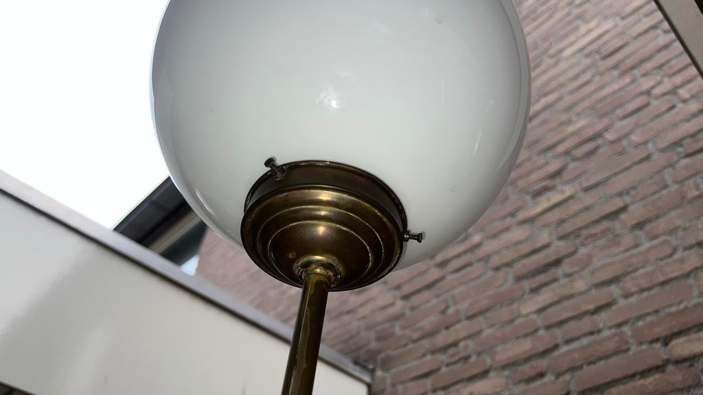Vintage Staande Lamp met Bolle Glazen Kap, Huis en Inrichting, Lampen | Vloerlampen, Ophalen, Gebruikt, Glas, 150 tot 200 cm