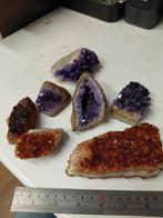 Set van donkere paarse amethist en gebrande citrien, Verzamelen, Mineralen en Fossielen, Ophalen of Verzenden