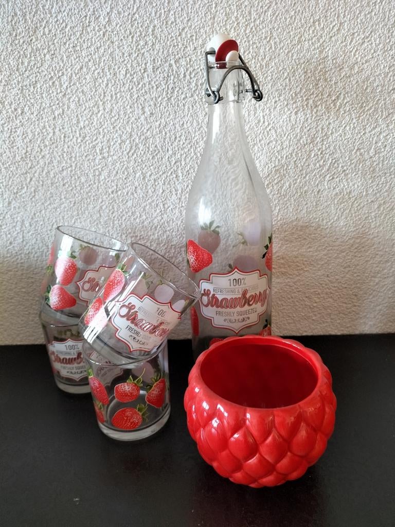 Waterfles met glazen, Glas of Glazen, Ophalen of Verzenden, Overige stijlen, Glas