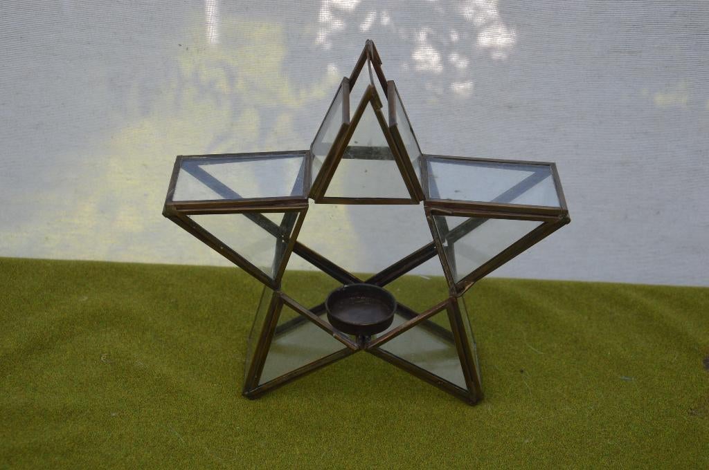 Vintage kerstster raamhanger doorzichtig glas voor waxinelic, Diversen, Kerst, Ophalen of Verzenden, Gebruikt