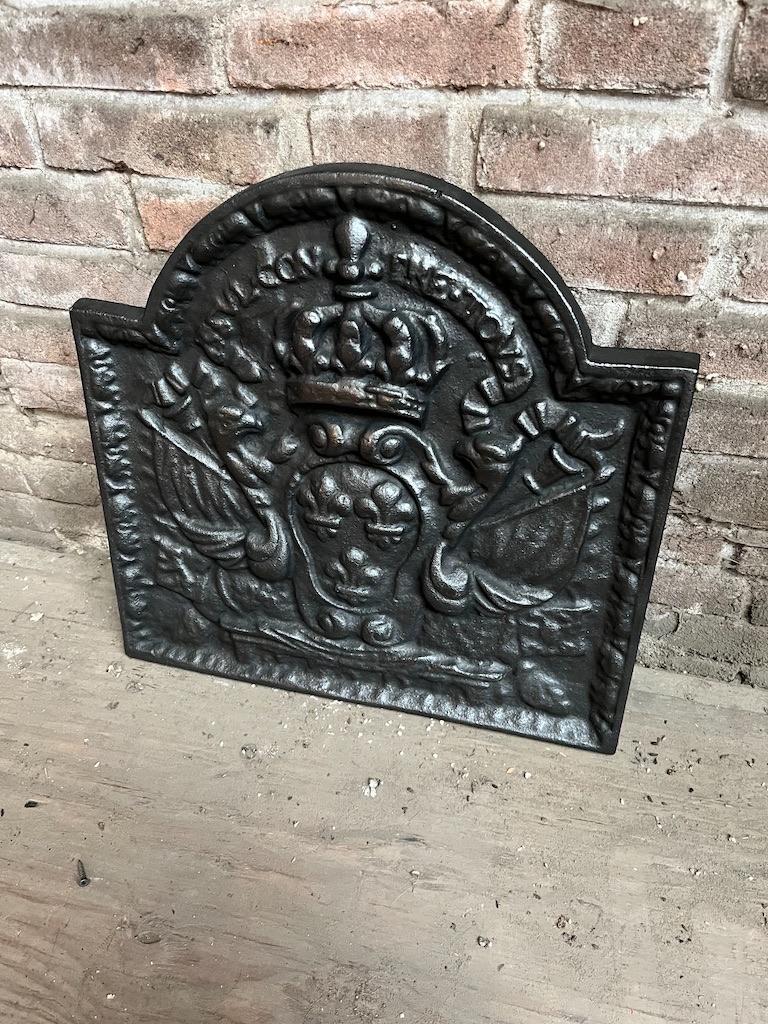Antieke Gietijzeren Franse Haardplaat, Ophalen of Verzenden, Zo goed als nieuw, Vrijstaande haard, Houthaard