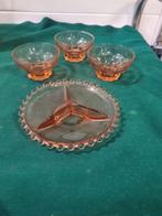schaaltjes zalmroze 3 stuks glas vintage, Ophalen of Verzenden, 'T Olde Gre-j, Info@toldegrej.nl, Endepoelstraat 20f Didam