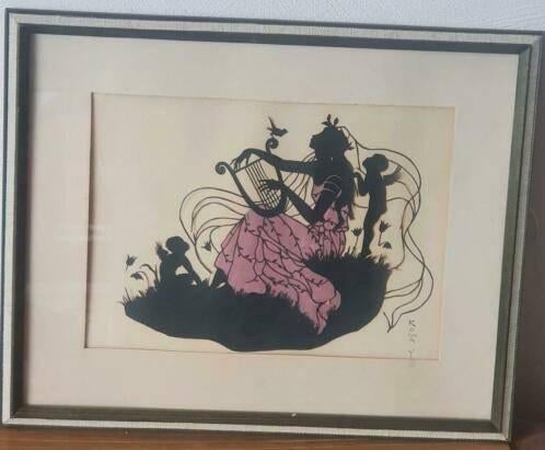 Knipkunst vrouw godin harp amor vogel SILHOUETTE, KOLA YUM,, Ophalen