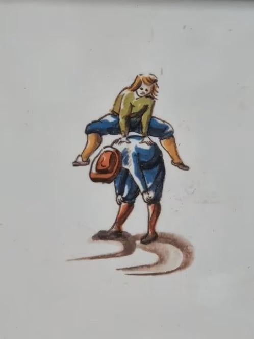 Wand tegel Westraven Utrecht kinderspelen Bokspringen, Antiek en Kunst, Ophalen