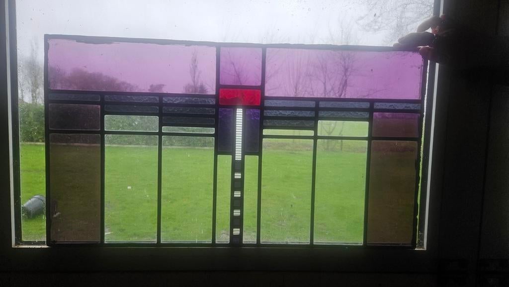 Glas in loodraam - 82 x 45,5 cm, Doe-het-zelf en Verbouw, Glas en Ramen, Ophalen