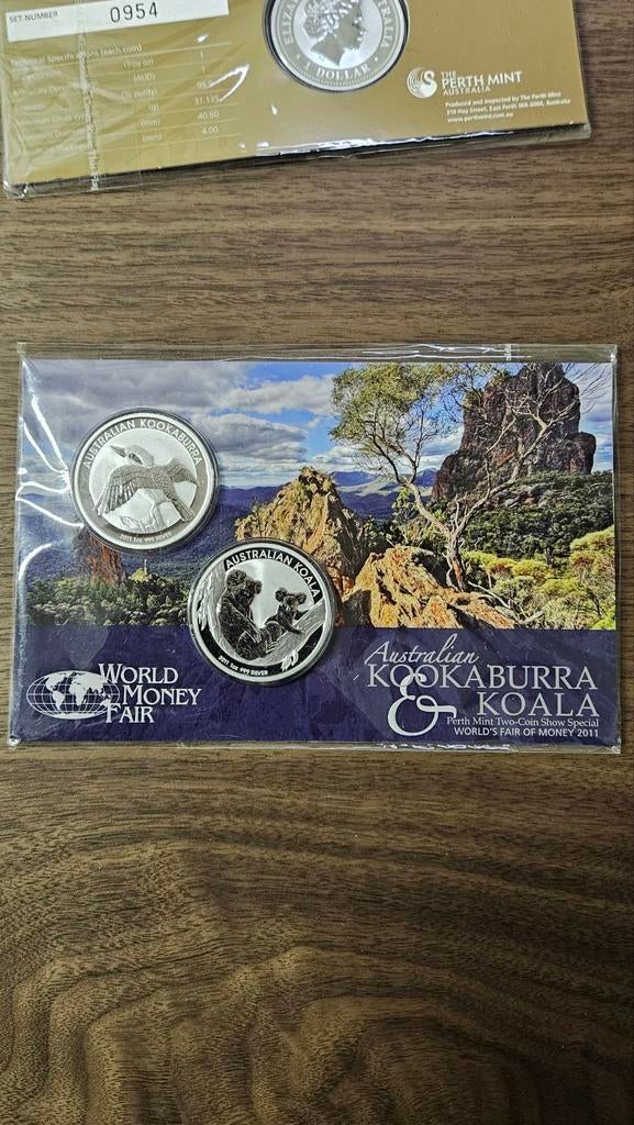 2 x 1 ounce kookaburra en koala 2011, Ophalen of Verzenden, Buitenland, Munten