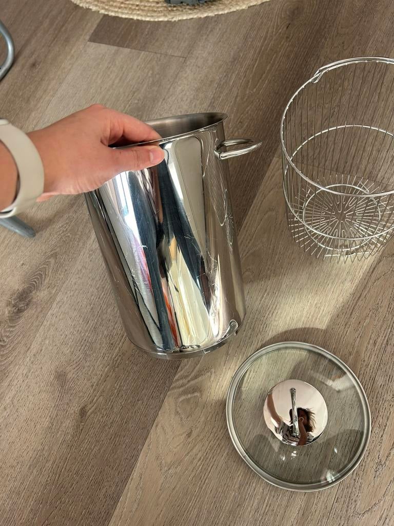 Fissler aspergepan 16 cm RVS – goede staat, Ophalen of Verzenden, Zo goed als nieuw, Rvs, Kookpan of Snelkookpan