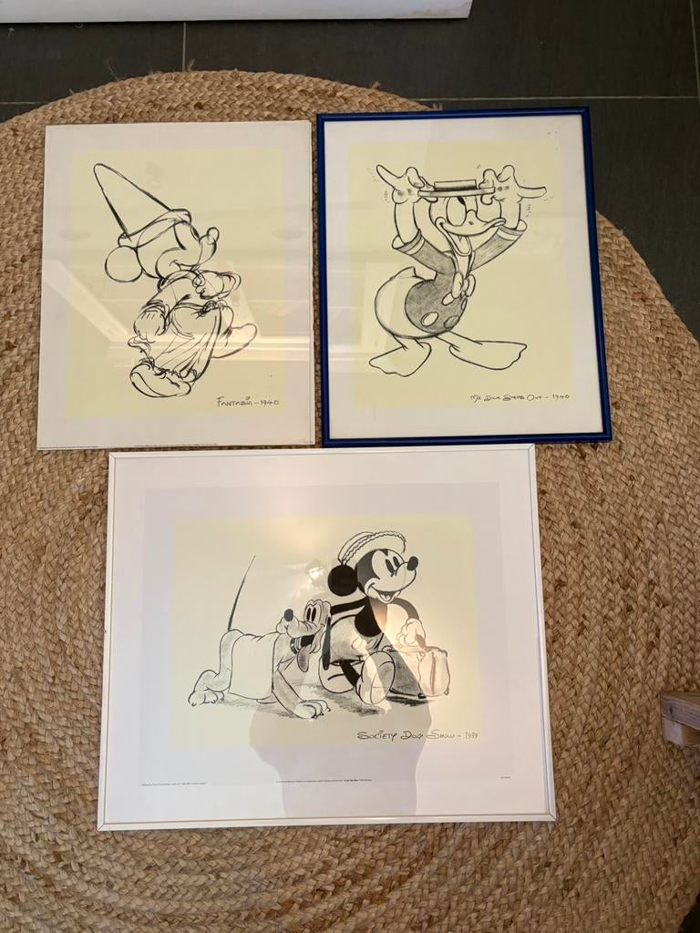 3x Ets/Printdruk Walt Disney (1xbieden)., Antiek en Kunst, Ophalen of Verzenden
