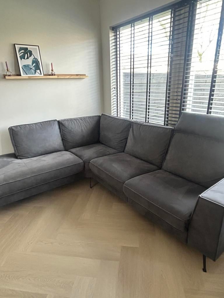 Hoekbank Goossens Met Relaxfunctie antraciet – microvezel, Ophalen, Gebruikt, Overige materialen, Modern