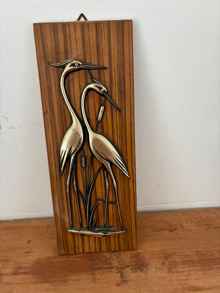 Vintage wanddecoratie reigers, Ophalen of Verzenden, Zo goed als nieuw
