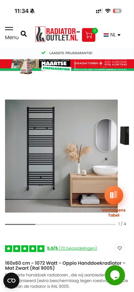 Oppio designradiator 160x60 cm, 1072 Watt, mat zwart, Doe-het-zelf en Verbouw, Verwarming en Radiatoren, Ophalen, Radiator, Nieuw
