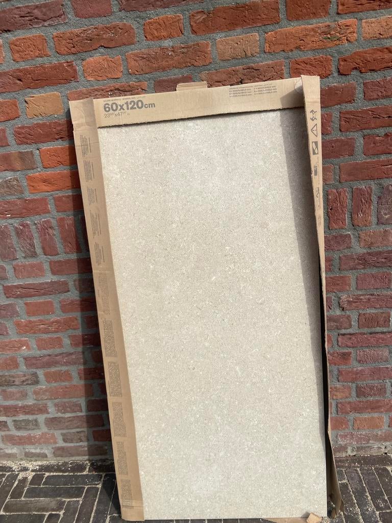 Beige zandkleurige badkamertegels 60x120 4st, Doe-het-zelf en Verbouw, Tegels, Overige materialen, 60 cm of meer, Nieuw, Ophalen of Verzenden