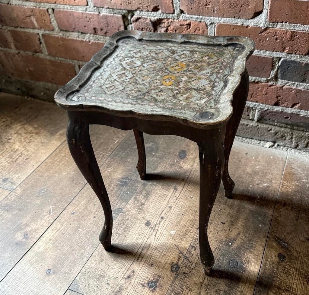 Vintage Florentijns bijzettafeltje, Ophalen, Rechthoekig, Minder dan 55 cm, 45 tot 60 cm