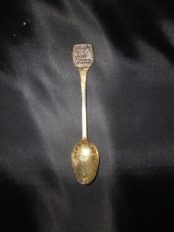 Vintage verzilverde - Sierlepel amandelbloesem, Antiek en Kunst, Antiek | Bestek, Ophalen of Verzenden