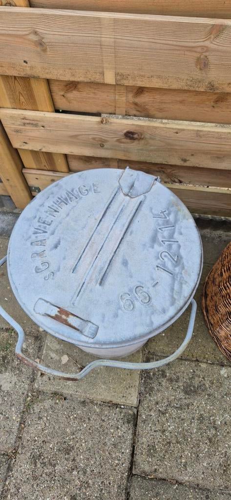 Zinken vintage vuilnisemmer 's-Gravenhage / den haag, 40 liter of meer, Ophalen, Minder dan 50 cm