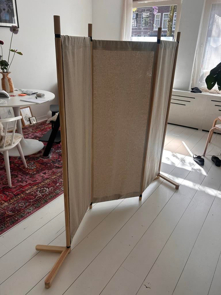 IKEA Glamberget Kamerscherm Beige Stof en Licht Hout, Huis en Inrichting, Woonaccessoires | Kamerschermen, Ophalen, Zo goed als nieuw