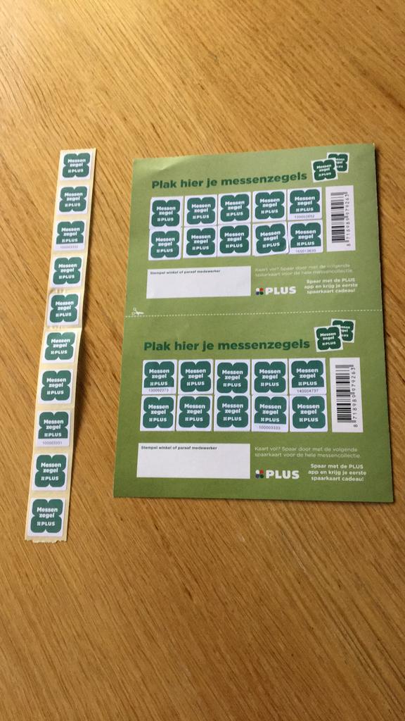 2 volle spaarkaarten en 10 zegels messen plus, Plus, Ophalen of Verzenden