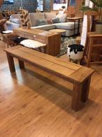 Recht Bankje massief Geborsteld TEAKHOUT o.a. 100b vanaf, Huis en Inrichting, Ophalen, Nieuw, Hout, Twee