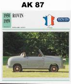 ak87 autokaart rovin ( 1950 - 1959 )  afmeting 14 cm x 14 cm, Ophalen of Verzenden, Zo goed als nieuw, Auto's