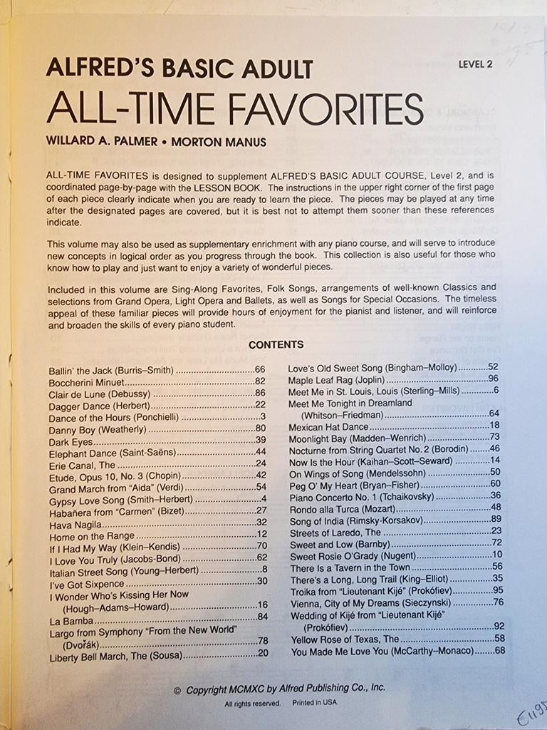 Alfred's Basic Adult All-Time Favorites Level 2, Muziek en Instrumenten, Bladmuziek, Nieuw, Ophalen of Verzenden, Thema, Piano