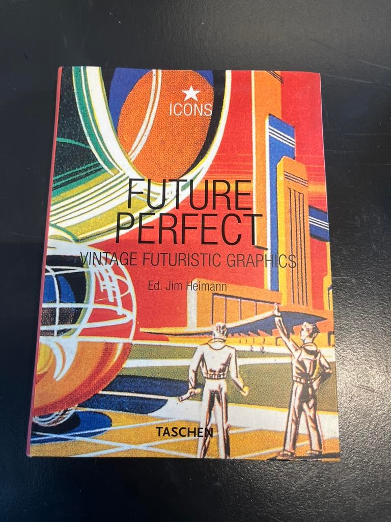 Icons Future Perfect vintage futuristic graphics design boek, Ophalen of Verzenden, Gelezen, Grafische vormgeving